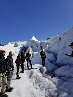 Climbing a glacier